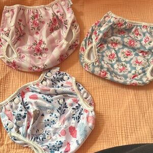 Pink and Blue Swim Trunks with Elastic Waistband